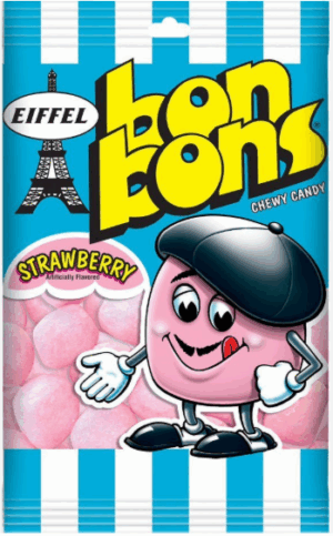 Eiffel Bon Bons Chewy Strawberry Candy 4oz Peg Bag 12ct